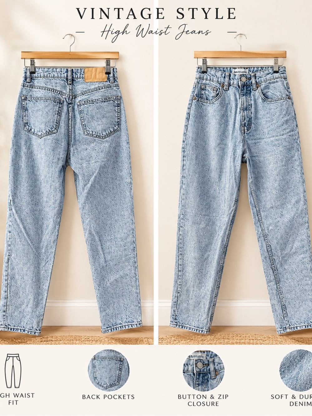 ZARA High-Waisted Mom Jeans - Light Acid Wash (Size US 2 / EU 34)